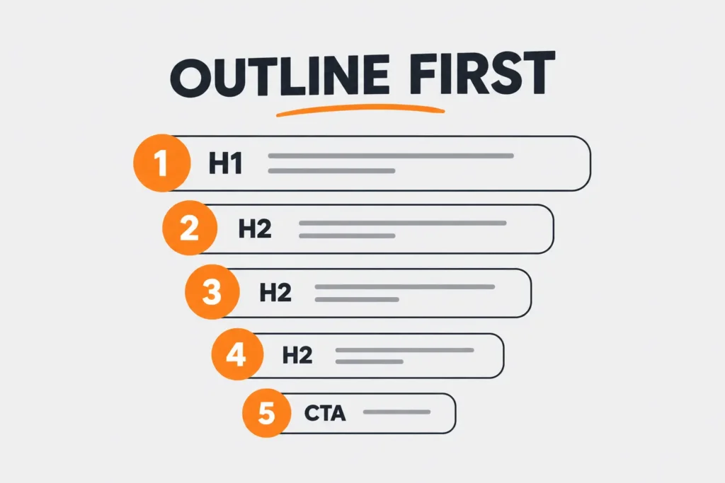 Diagram showing a blog post outline template for beginners