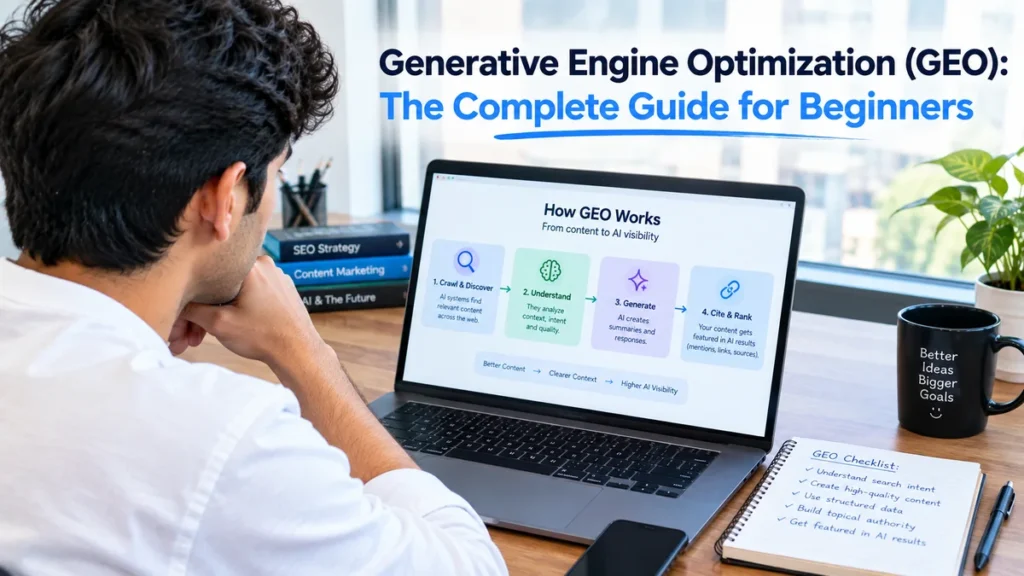 Content strategist reviewing generative engine optimization results