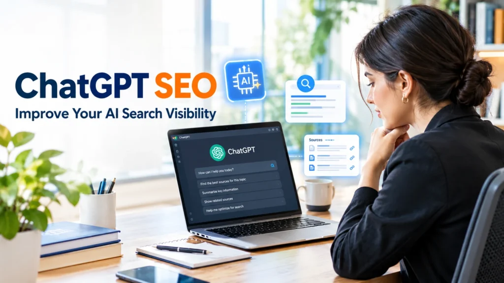 ChatGPT SEO professional improving AI search visibility using AI tools and source citations.